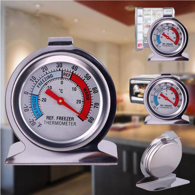 Refrigerator Freezer Thermometer Stainless Steel Dial Dail Type Fridge Temperature Warehouse Supermarket -30-30 Degrees
