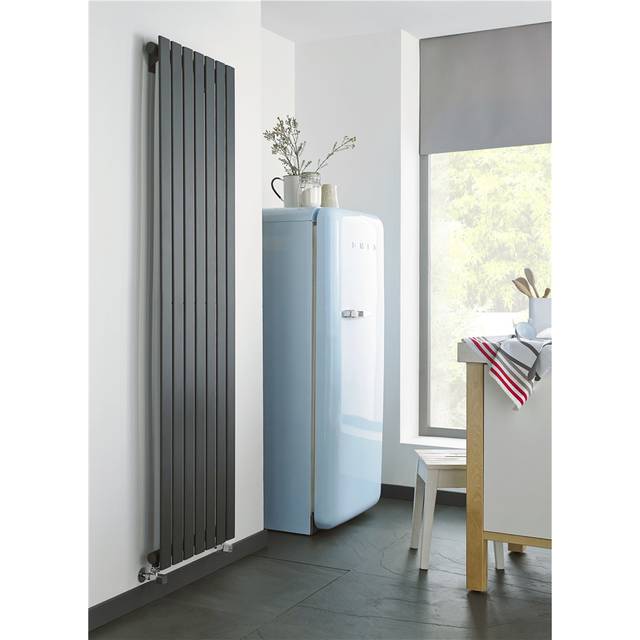 Clifton Vertical Designer Radiator - Grey (180cm H  x  41cm W  x  5.2cm D)