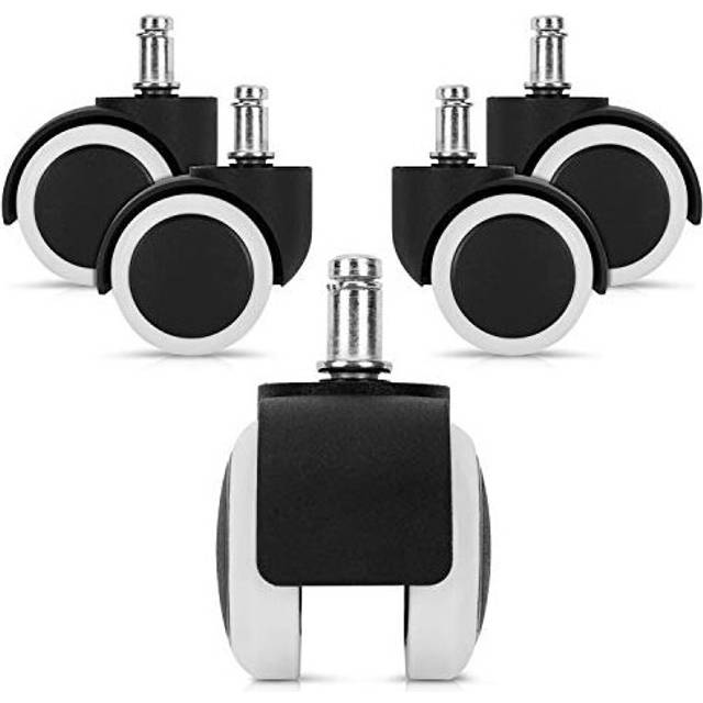 kwmobile Office Chair Wheels 11mm - Pack of 5 Furniture Castors 50mm Diameter Replacement Wheel Casters for Wooden, Laminate, Tile Floors - White