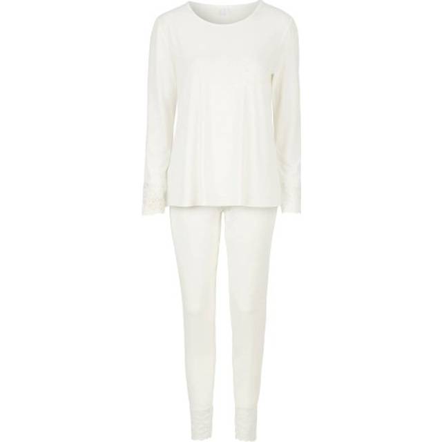 Damella Viscose Plain Pyjamas Set - Ivory-2 - Medium