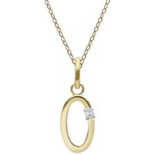 Initial Diamond Letter Necklace In 9ct Yellow Gold