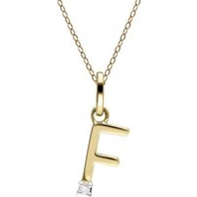 Initial Diamond Letter Necklace In 9ct Yellow Gold