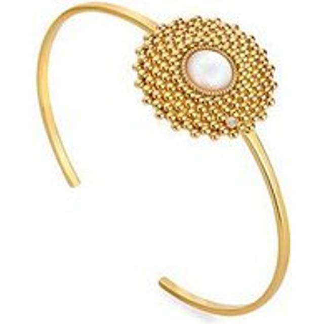 18ct Gold Plated Sterling Silver Blossom Mother of Pearl Bangle DC191
