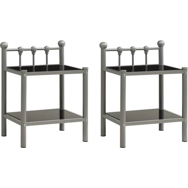 Kampsville Glass Bedside Table - Grey (60.5cm H X 34.5cm D)