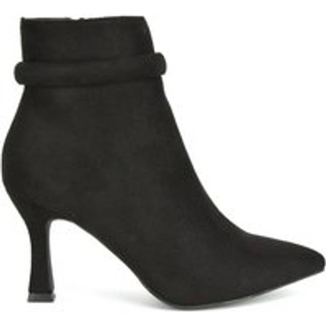 'Jaelyn' Pointed Toe Stiletto Heeled Ankle Boots - Jet Black - 8