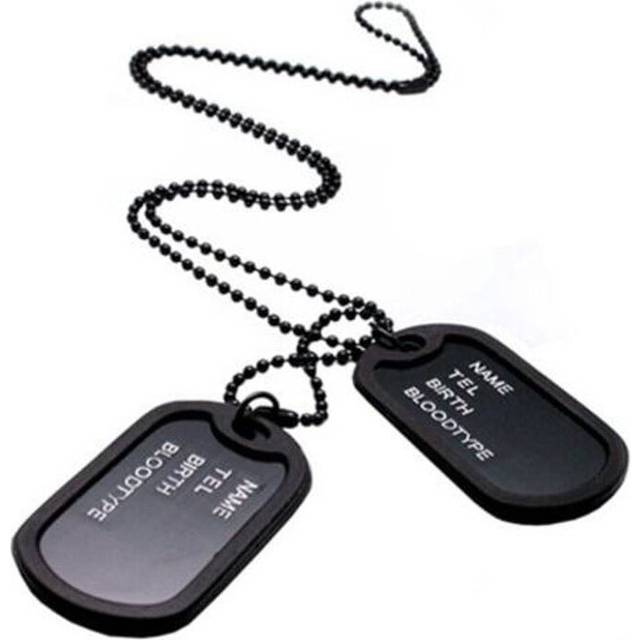 Veile Studios Military Army Style Black 2 Dog Tagss Chain Mens Pendant Necklace Chains Necklaces