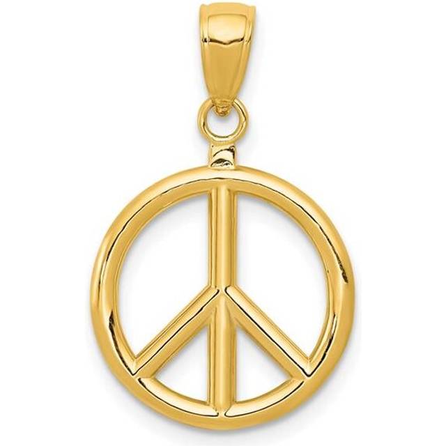 14K Yellow Gold 3D Polished Peace Sign Charm