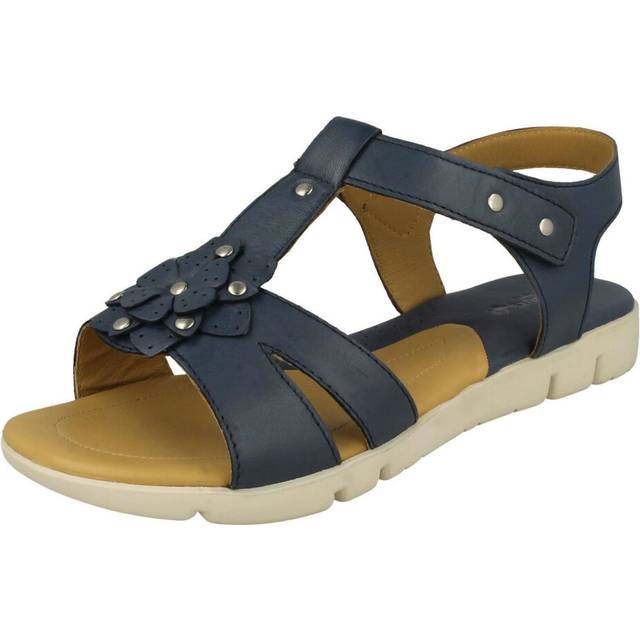 (UK 4, Blue) Ladies Padders Flower Detailed Sandals Tansy - 2E Fit