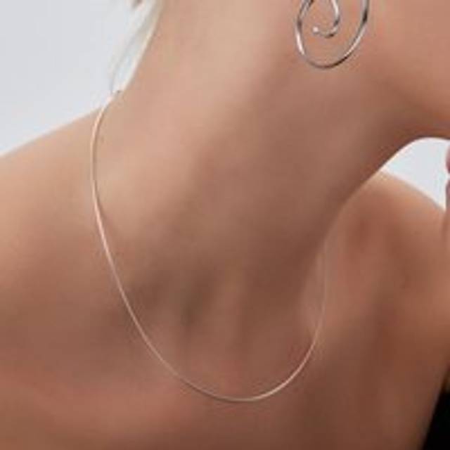 Womens Sterling Silver Rigid Fine Chain Choker Necklace - Grey - One Size