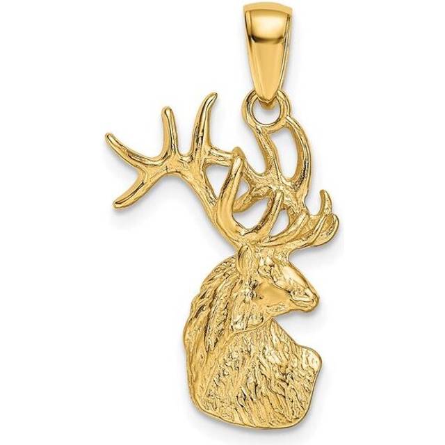 14K Polished Deer Head Charm