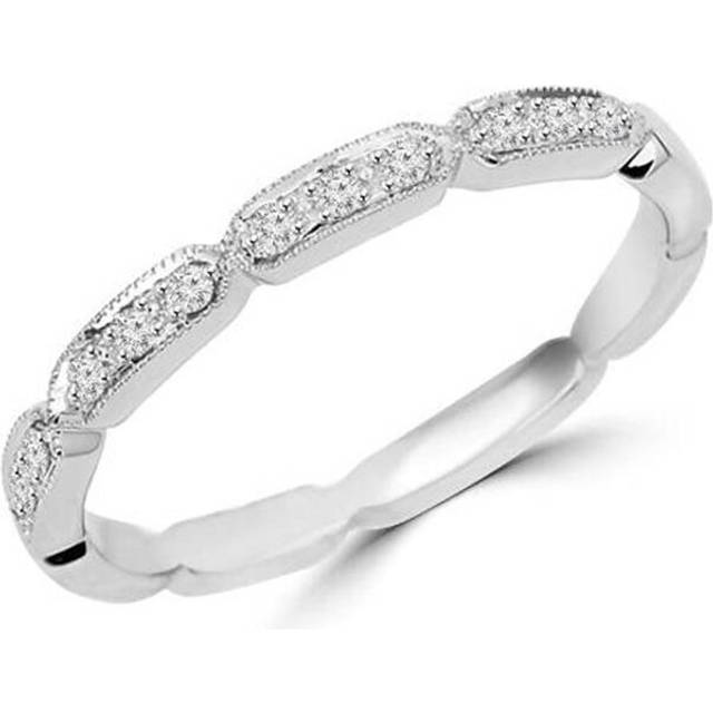 Round Cut CZ Wedding Band Ring in 0.925 Sterling Silver, 0.2 Carat