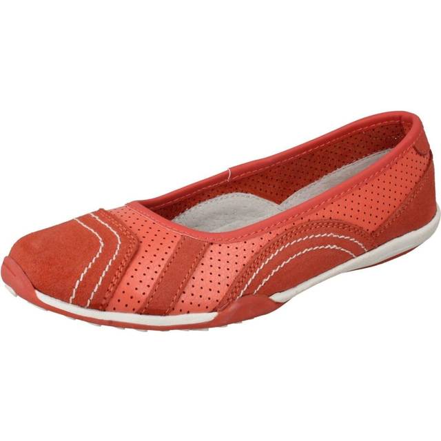 (UK 6, Coral (Orange)) Ladies Down To Earth Flat Ballerina Shoes