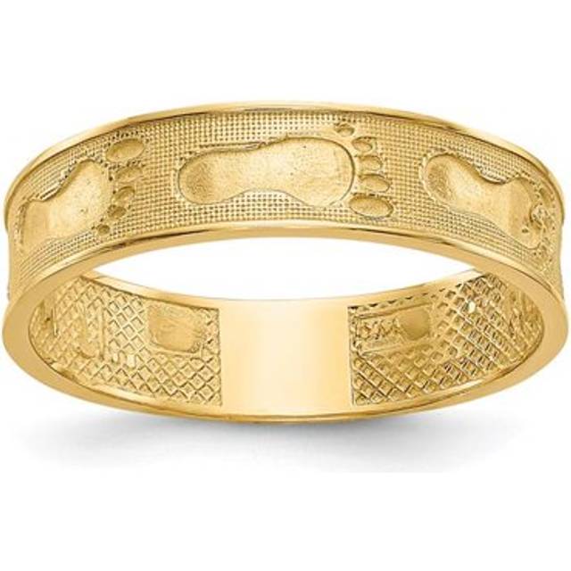 14K Yellow Gold Footprints In The Sand Ring - Size 6