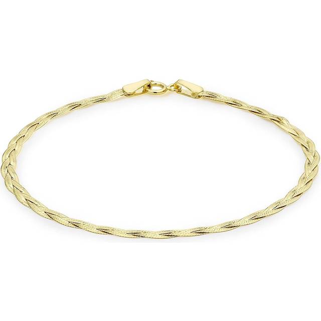 "Carissima Gold 9ct Yellow Gold 3 Plait Herringbone Bracelet of 18cm/7"""