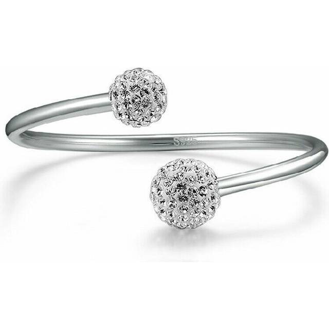 (Shambhala) 925 Sterling Silver Ladies Round Beaded Feather Bracelet Angel Bangle Jewellery