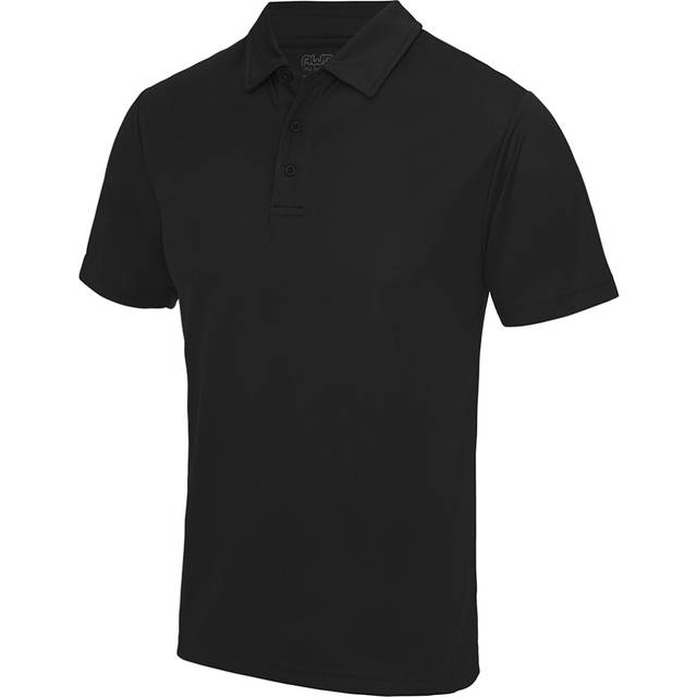 (L, Jet Black) Just Cool Mens Plain Sports Polo Shirt