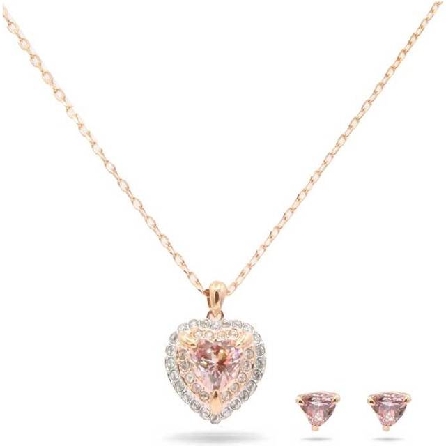 Swarovski One Collection Heart Necklace & Earring Jewellery Set - Gold