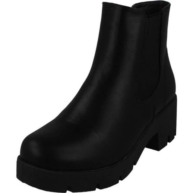 Ladies spot on chunky mid heel ankle boots