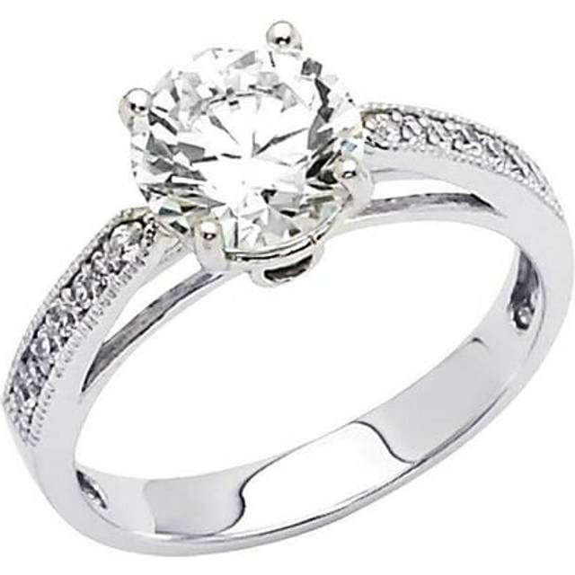 Precious Stars Jewelry 14k White Gold 1 1/10ct TGW Round-cut Diamonette Engagement Ring