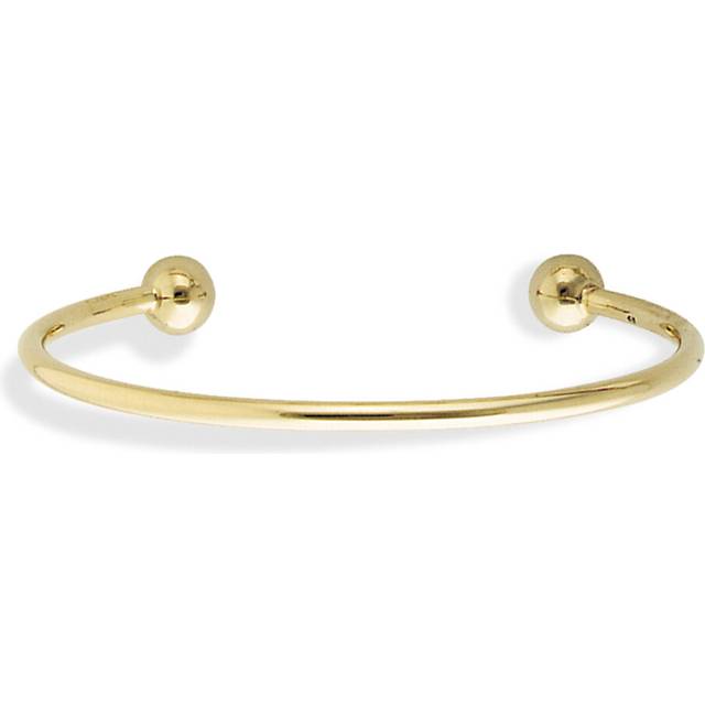 Jewelco London Ladies 9ct Yellow Gold Solid Wire Torque Bead Bangle Bracelet 3mm - BNNR02496