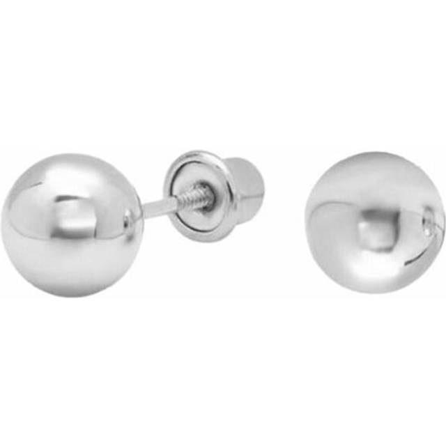 Precious Stars Jewelry 14kt White Gold 4mm Ball Stud Screwback Earrings