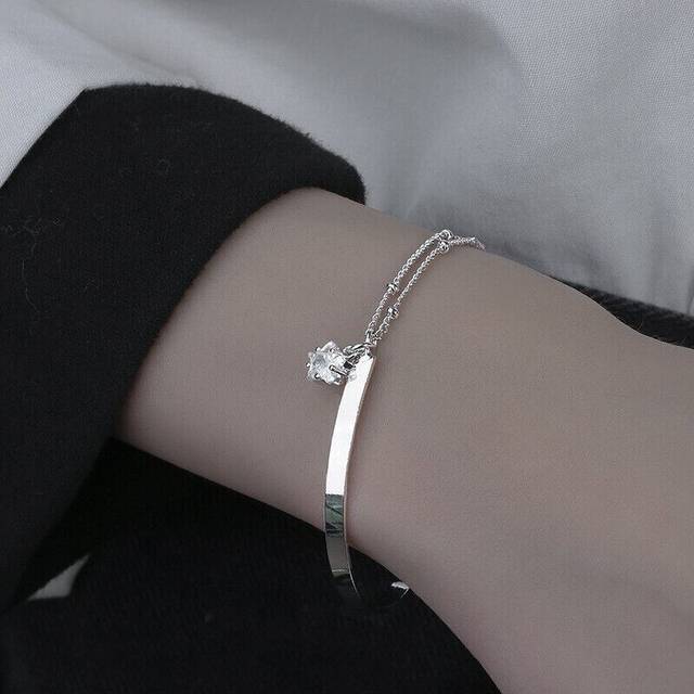 (Stars Love) 925 Sterling Silver Ladies Round Beaded Feather Bracelet Angel Bangle Jewellery