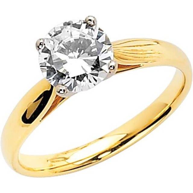 Precious Stars Jewelry 14k Yellow Gold 1ct TGW Round-cut Diamonette Solitaire Engagement Ring