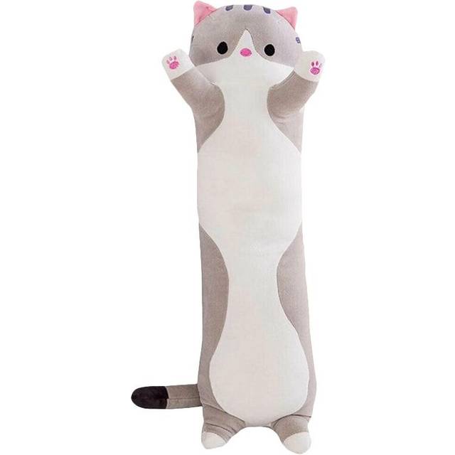 (Gray, 50cm/19.6in) Long Cat Plush Toy Soft Stuffed Kitten Pillow Kids Sleeping Pillow Home Decor