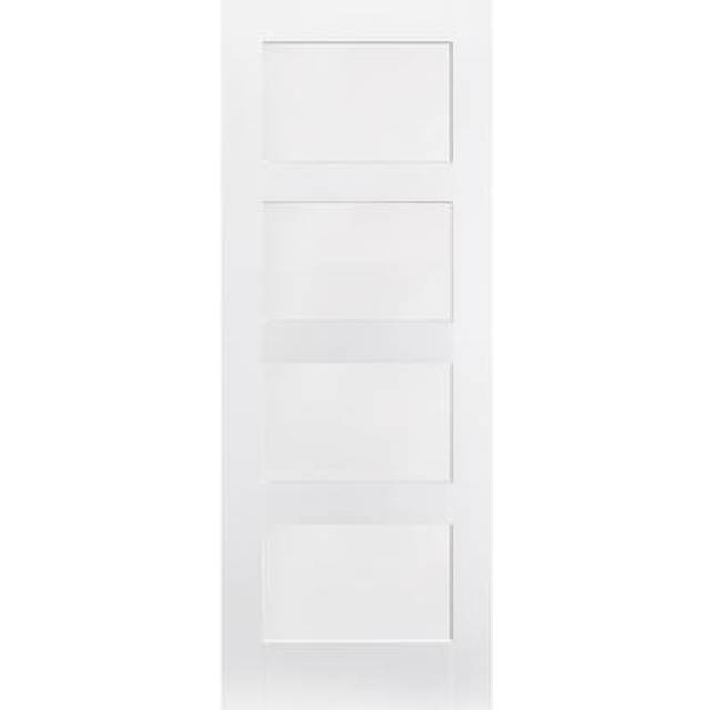 LPD Shaker 4 Panel - Solid Primed Internal Door (Size: 1981 x 610mm, Thickness: 35mm, Fire Door: No) White