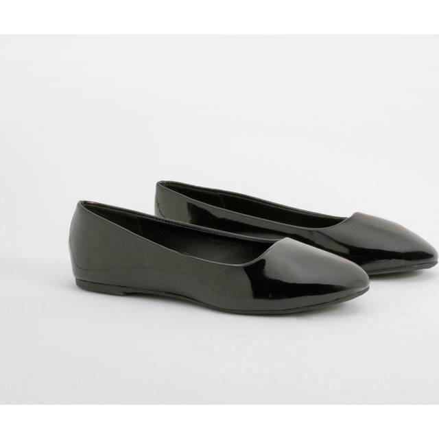 Womens Wide Fit Patent Ballet Flats - Black - 6, Black