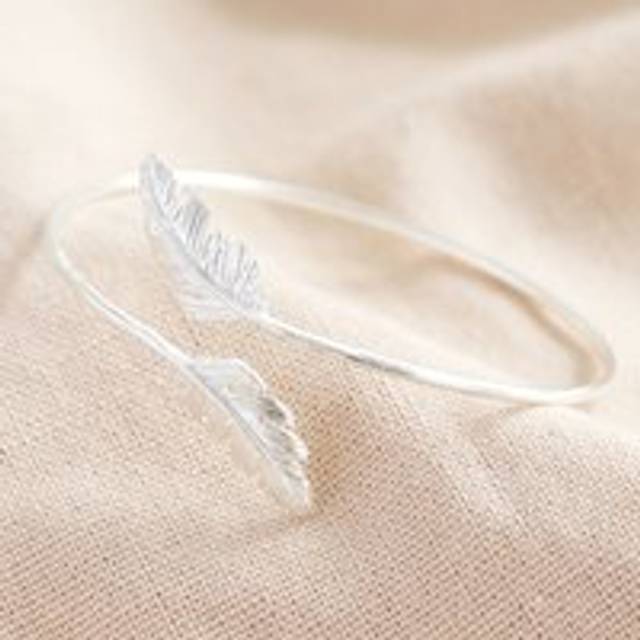 Silver Feather Bangle - silver