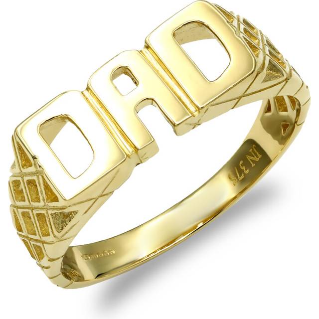 (N) Jewelco London Men's Solid 9ct Yellow Gold Basket Sides DAD Ring - JRN128