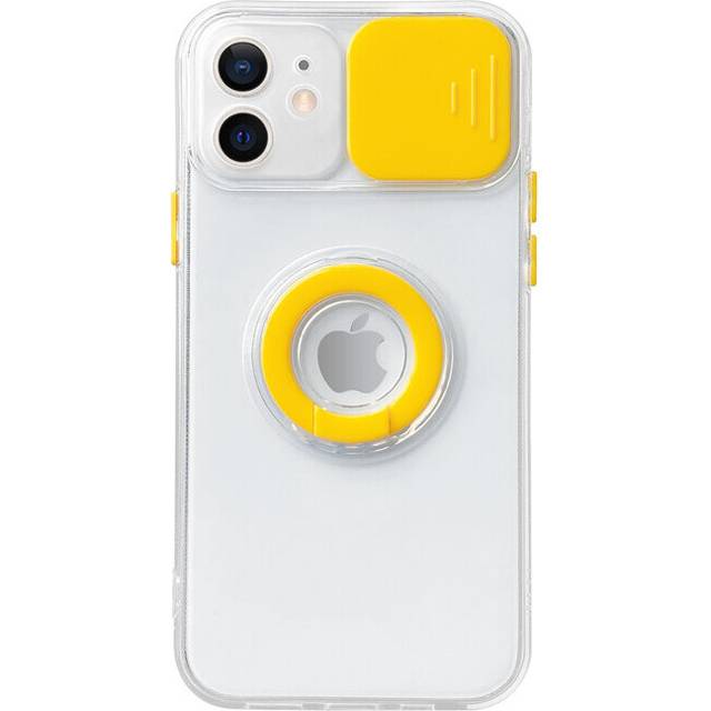 Soft TPU Phone Case Compatible With iPhone 12 Pro in Yellow With Camera Lens Protection Cover and Hand Ring