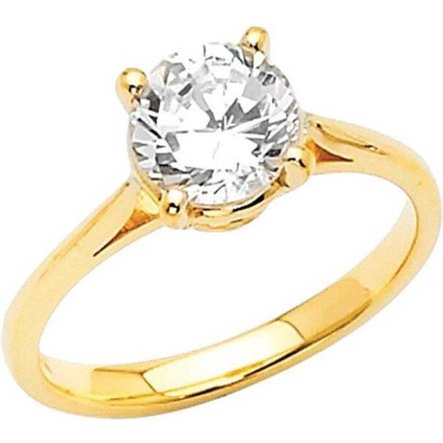 OS0016-RG-sz6 14k Yellow Gold 1 Carat TGW Round-cut Diamonette Solitaire Engagement Ring, Size 6