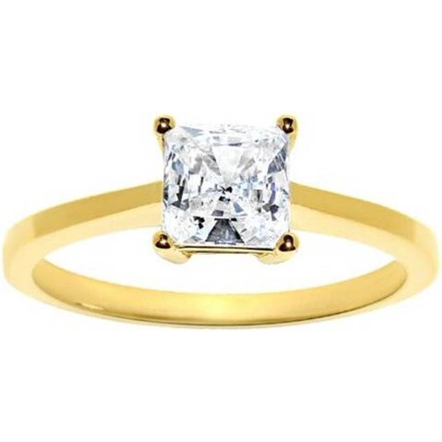 OS0007-RG-sz5.5 14k Yellow Gold 1 Carat TGW Princess-cut Diamonette Solitaire Engagement Ring - Size 5.5