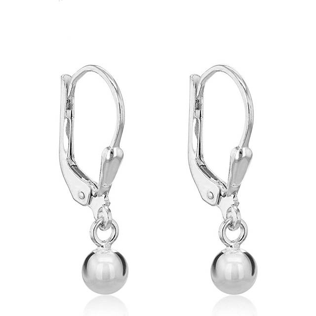 Tuscany Silver Women's Sterling Silver Round Ball Lever Back Drop Earrings