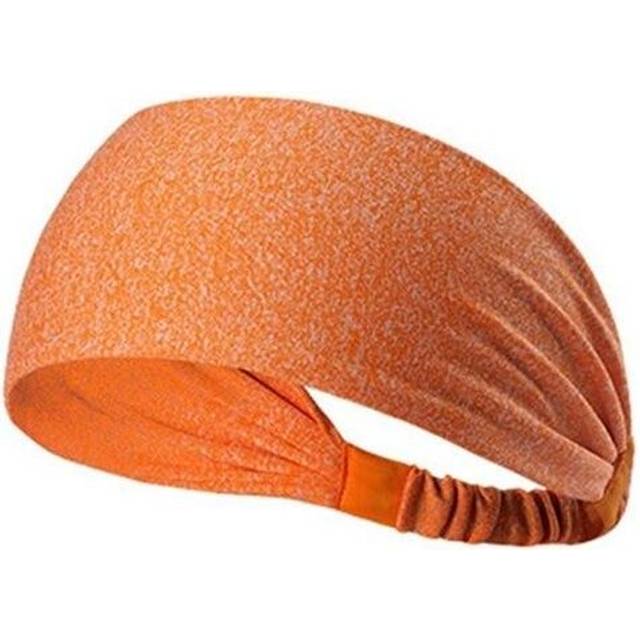 (Orange) Women Sports Yoga Sweatband Elastic Running Headwrap Home Gym Fitness Exercise