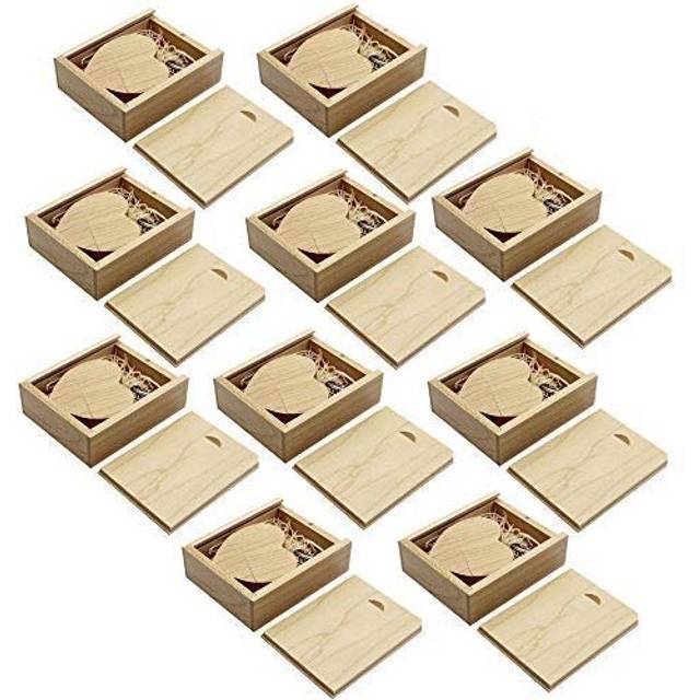 A Plus+ 10PCS Maple USB 3.0 Flash Drives 16GB Gift Set Wooden Heart USB Sticks Gifts With Box For Friend Kids Lover Wedding