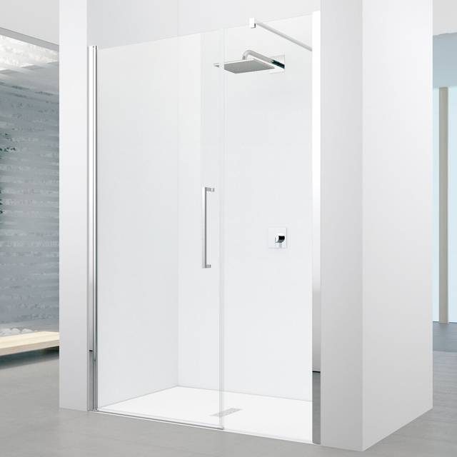 Young Semi-Frameless Tempered Glass Pivot Shower Door (200 cm H x 121 cm W x 0.6 cm D)