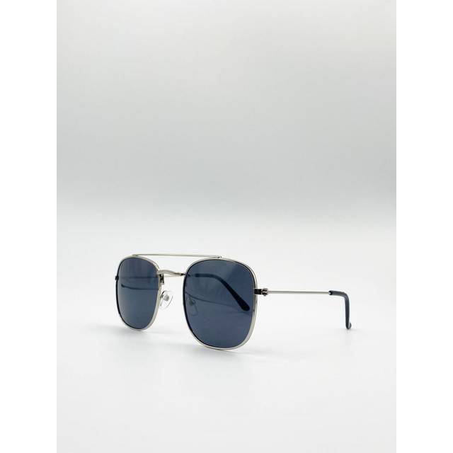 SVNX Mens Aviator Style Double Bridge Sunglasses - Silver Metal (archived) - One Size