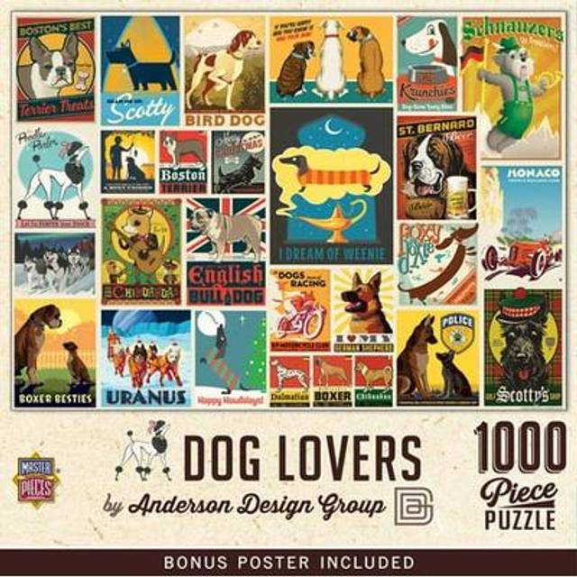 Dog Lovers Vintage Collage Poster Art Puzzle - 1000 pc -  - Fat Brain Toys