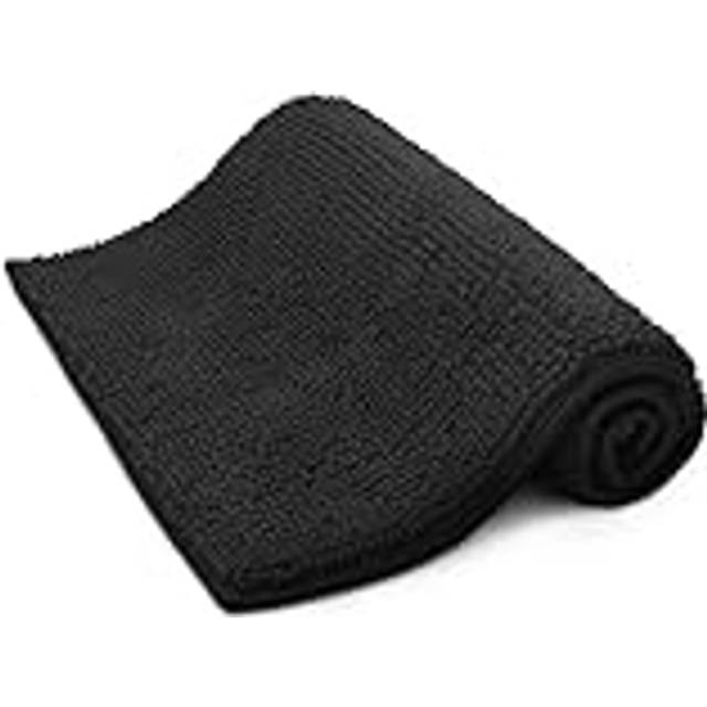 (Black) KEPLIN Non-Slip Microfibre Bath & Toilet Mat Soft, Plush & Comfortable Rug with Machine Washable Design  Water Absorbent