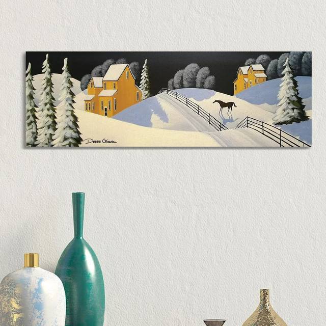 Lovely Country Winter by Debbie Criswell - Panoramic Painting Print on Canvas - Wrapped Canvas (30.48 cm H x 91.44 cm W x 3.175 cm D)