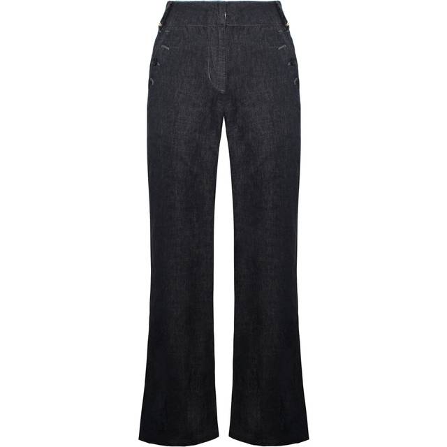 Timberland Wide Leg Relaxed Chambray Navy Blue Womens Linen Pants A0597 440 - Size UK 5