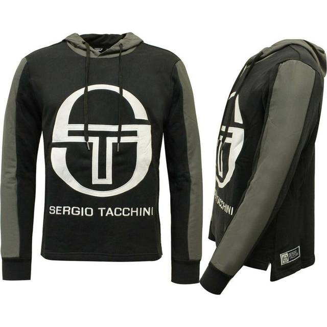 Sergio Tacchini Graphic Logo Long Sleeve Pullover Black Mens Hoodie 37665 177 - Grey Cotton - Size Medium