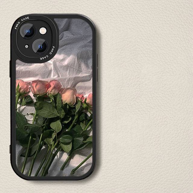 (A, iPhone13) iPhone Series Painted Rose Protective Phone Case