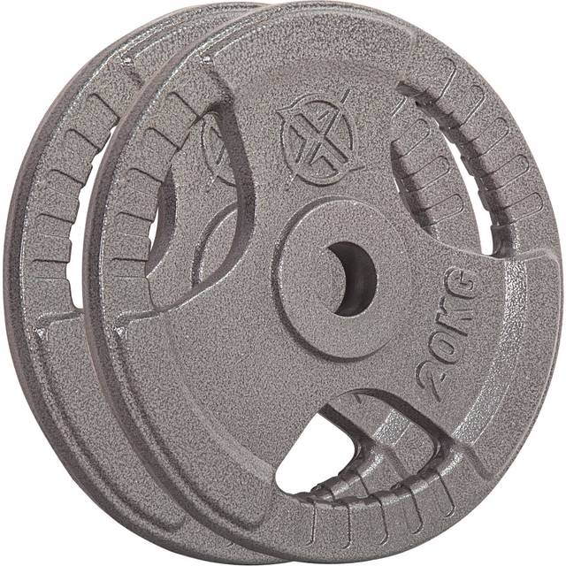 "(2 x 20 kg) RIP X Pair Olympic Weight Plates 2"" Cast Iron 3 Grip Rim 1.25-20KG Body Building"