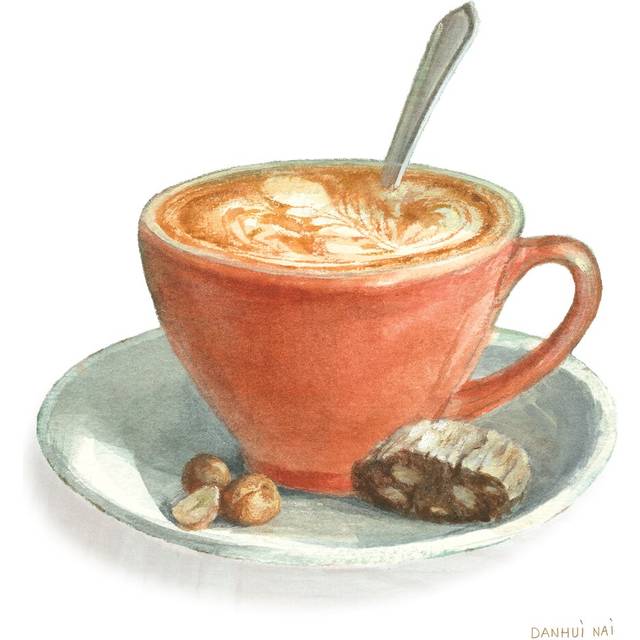 Wake Me up Coffee III on White by Danhui Nai - Wrapped Canvas Painting Print (91cm H x 91cm W)