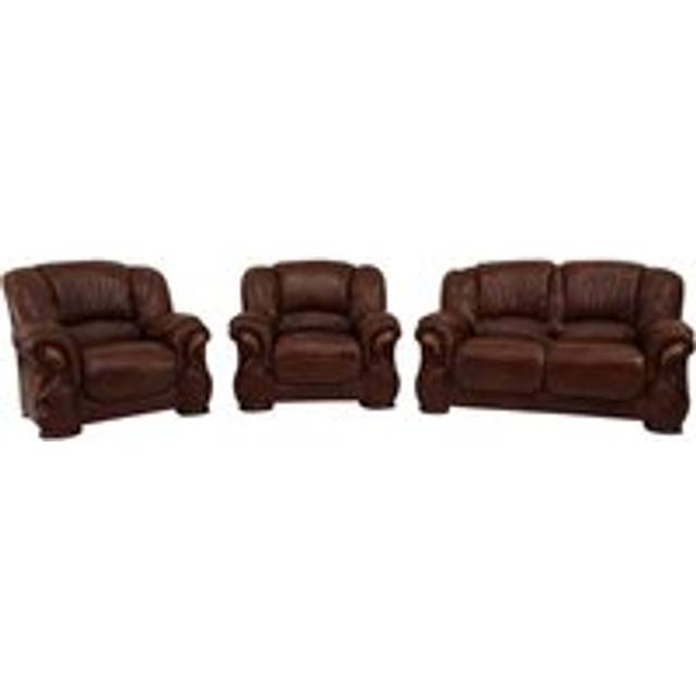 Susanna Handmade 2+1+1 Sofa Suite Italian Tabak Brown Real Leather - Suite Offers