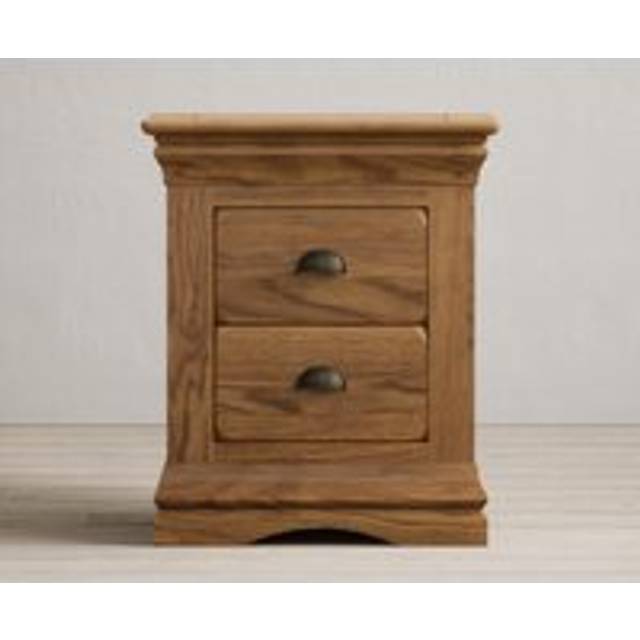 Burford Rustic Solid Oak 2 Drawer Bedside Table